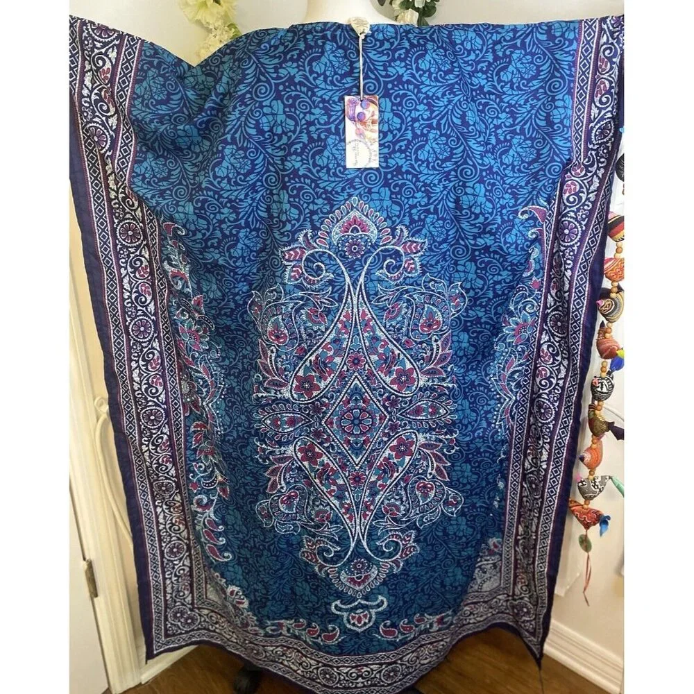 Gypsie Blu Mumu Dress Women‎ One Size Kimono Long Maxi Kaftan Beach Coverup New